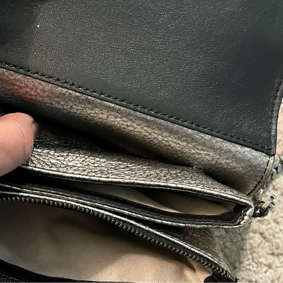 Jimmy Choo Metallic Elaphe Zadie Crossbody Purse Pebbled Leather Chain Strap - Picture 7 of 12